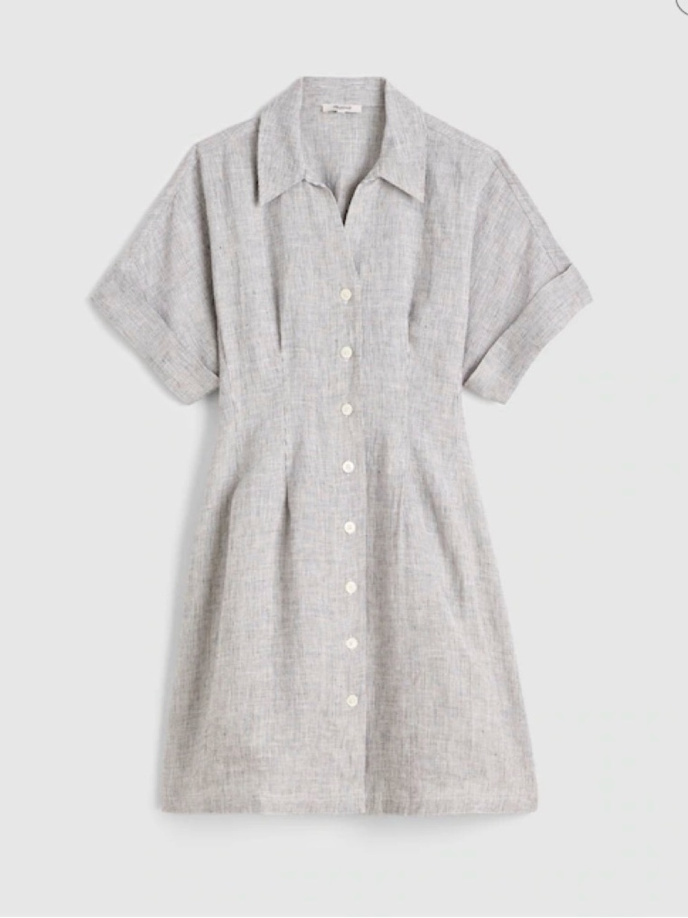 The Perry Mini Shirtdress in 100% Linen